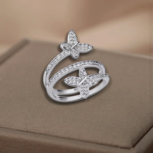Bague en forme de papillons - Acier
