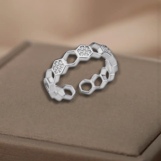 Bague en forme d'hexagones - Acier