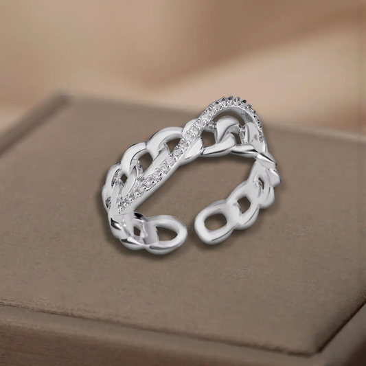 Bague en forme chaine tortillées - Acier