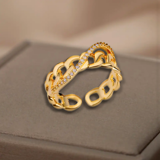 Bague en forme chaine tortillées - Acier