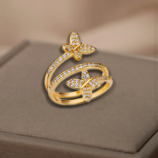 Bague en forme de papillons - Acier