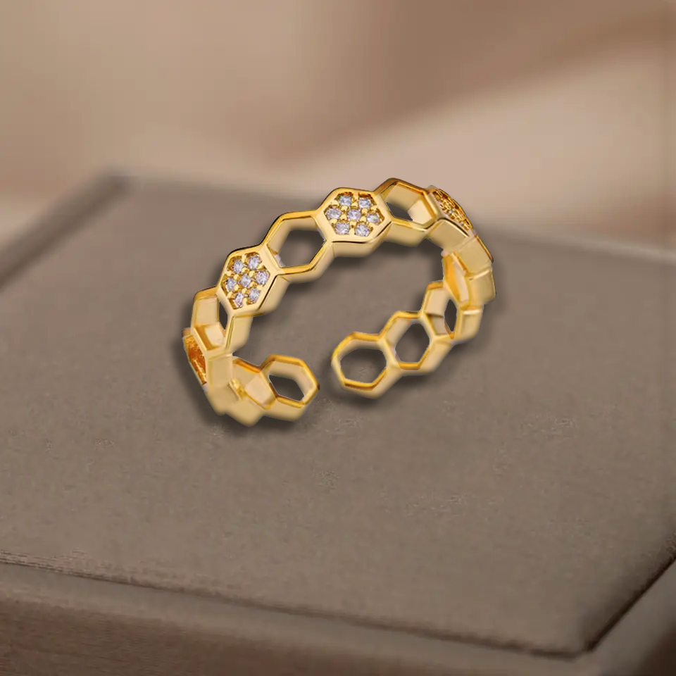 Bague en forme d'hexagones - Acier