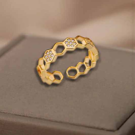 Bague en forme d'hexagones - Acier