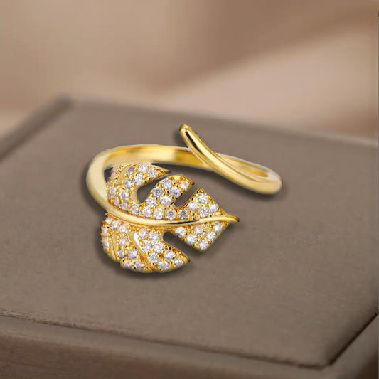 Bague en forme de feuille - Acier